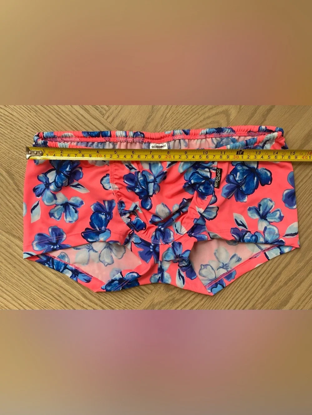 Men's Floral Ergowear Swim Shorts in Coral Pink and Blue
